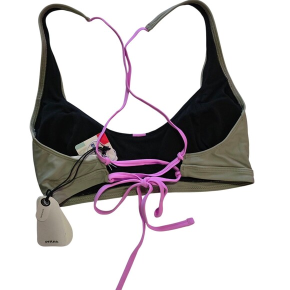 NWT PrAna Tulum Bikini Top Women's Size Medium Black Color Block Quick Drying - Picture 4 of 10